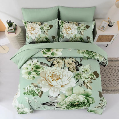 Sage Green Peony Botanica Comforter Quilted Doona Set - Image 2