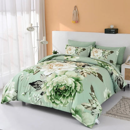 Sage Green Peony Botanica Comforter Quilted Doona Set - Image 3