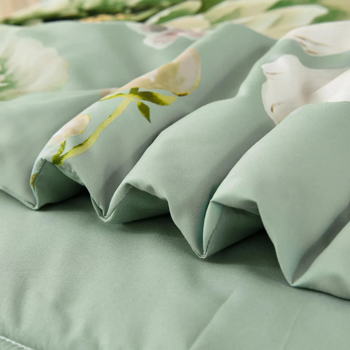 Sage Green Peony Botanica Comforter Quilted Doona Set - Image 9