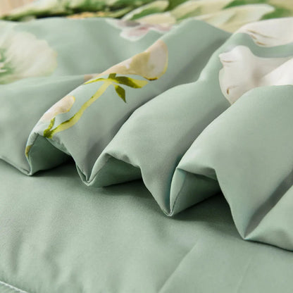Sage Green Peony Botanica Comforter Quilted Doona Set - Image 9