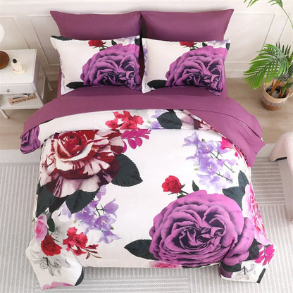 Magenta Purple Rose Garden Comforter Quilted Doona Set - Image 2