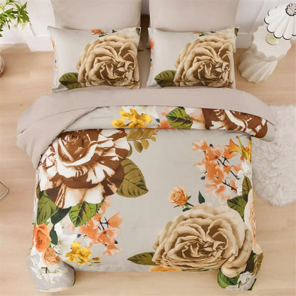 Cream Golden Rose Meadow Comforter Quilted Doona Set - Image 2