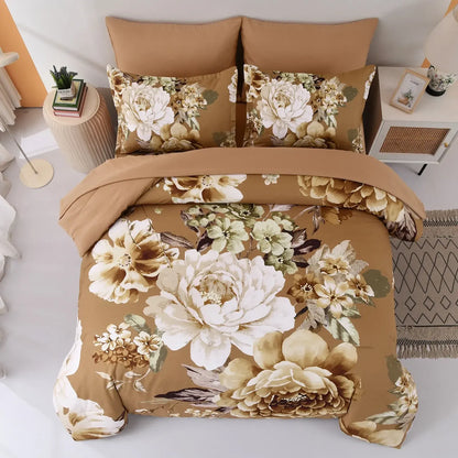 Golden Bloom Majesty Caramel Blossom 3 Piece Comforter Set - Image 3