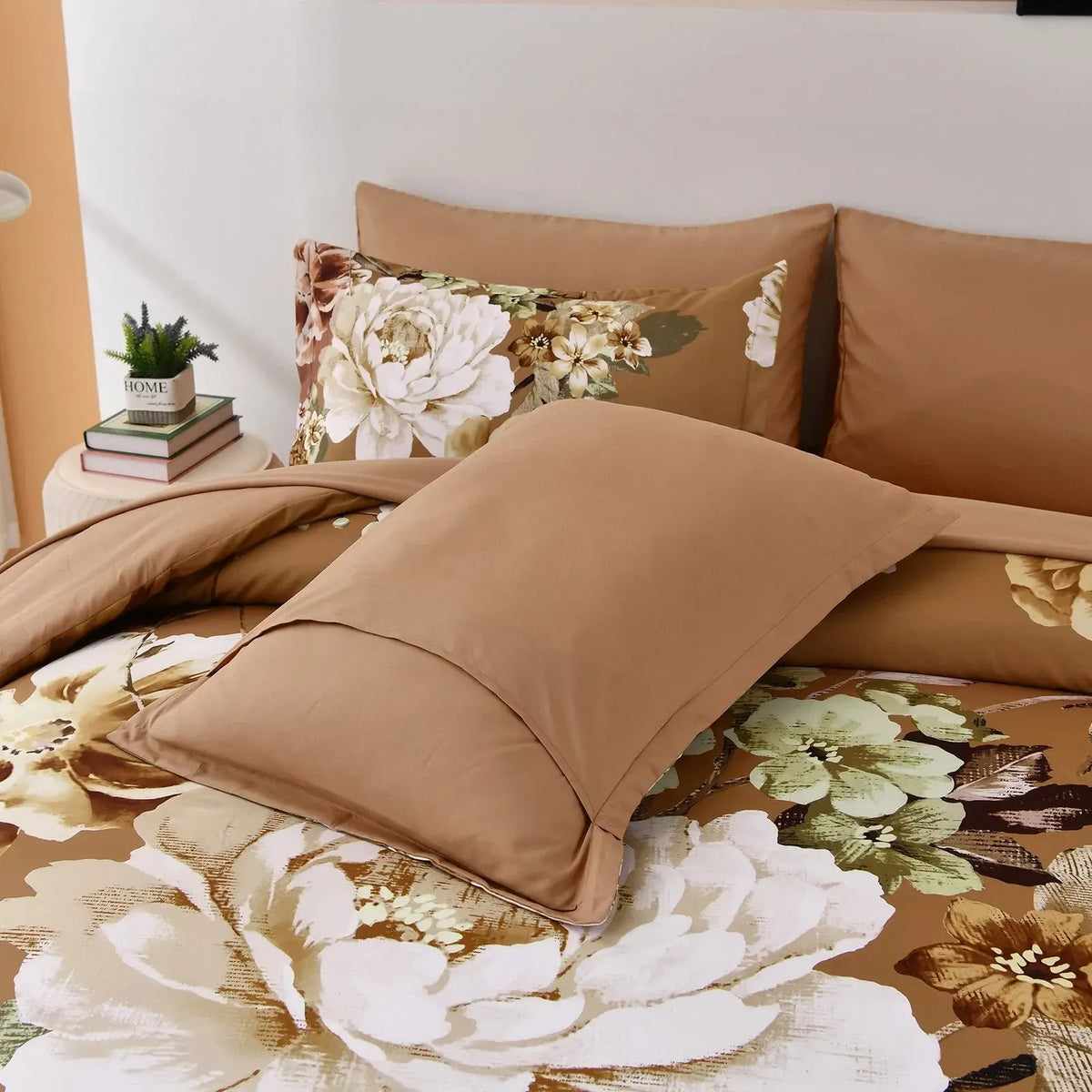 Golden Bloom Majesty Caramel Blossom 3 Piece Comforter Set - Image 5