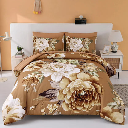 Golden Bloom Majesty Caramel Blossom 3 Piece Comforter Set - Image 9