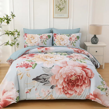 Bloomhaven Blush Floral 3 Piece Queen Comforter Set