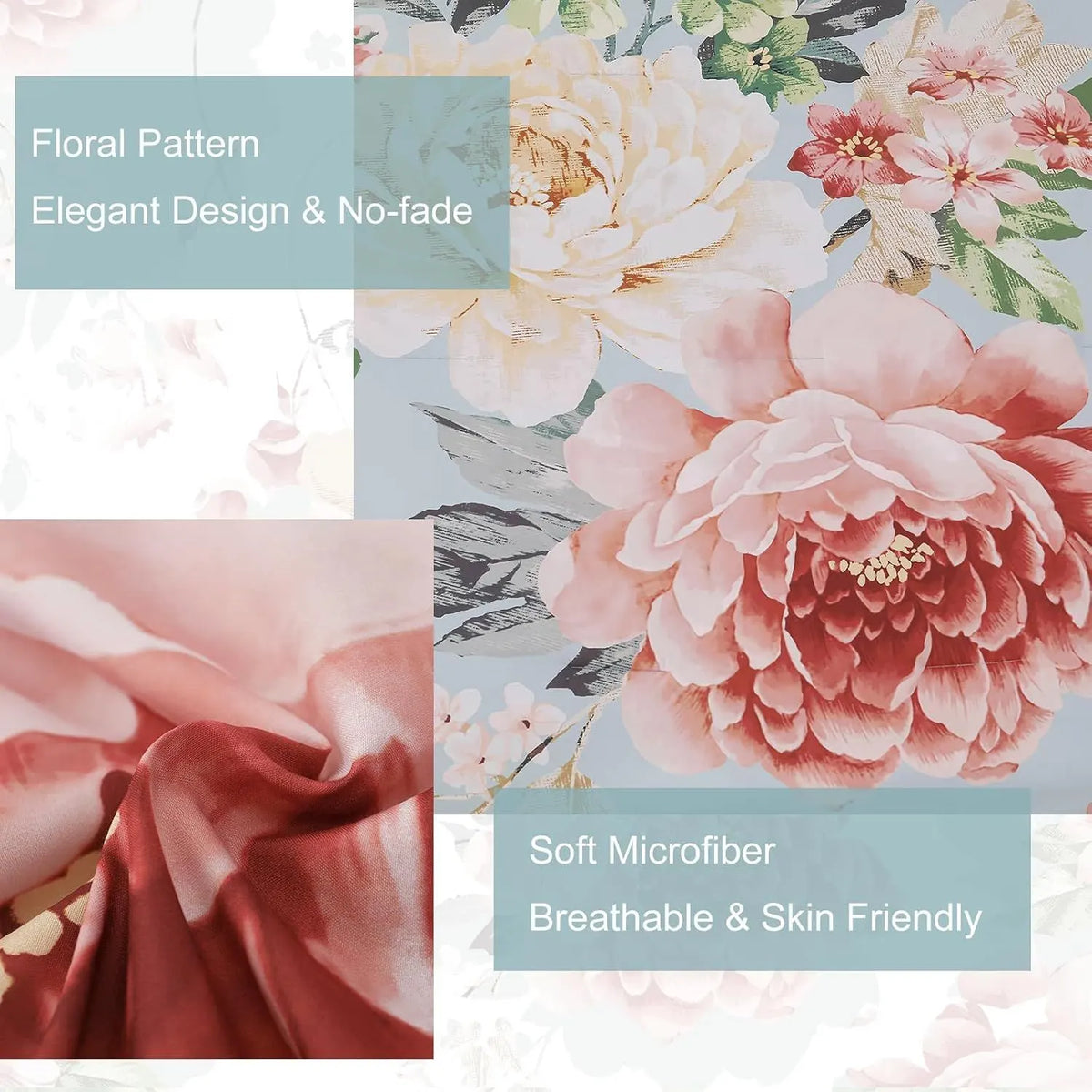 Bloomhaven Blush Floral 3 Piece Queen Comforter Set - Image 3