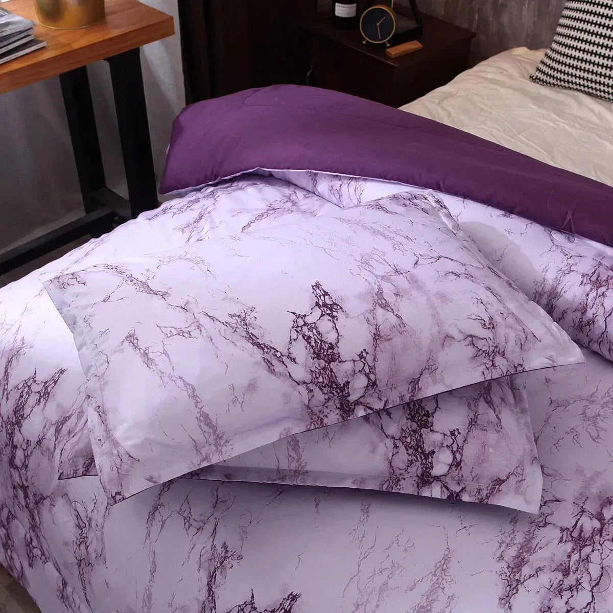 Purple Marble Whisper Comforter Quilted Doona Set - Image 5
