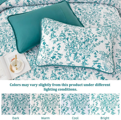 Blue Green Botanical Serenity Coverlet Bedspread Set - Image 5