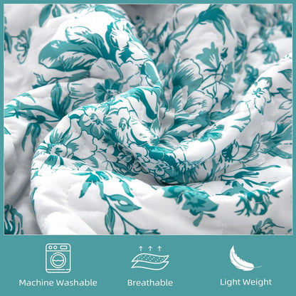 Blue Green Botanical Serenity Coverlet Bedspread Set - Image 6