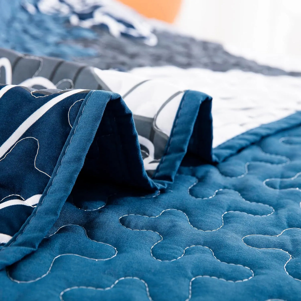 Frosted Magnolia Chic blue 3 Pc Bedspread & Pillow Cover Set - Image 8