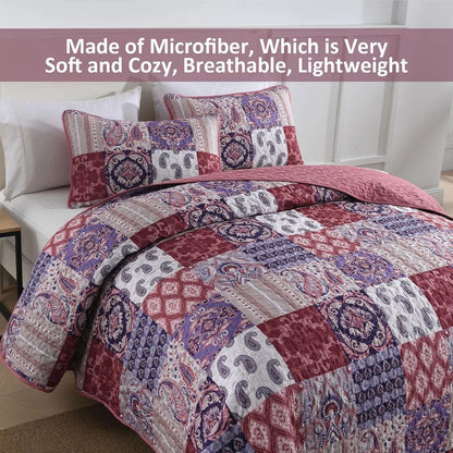 Red Paisley Patchwork Haven Coverlet Bedspread Set - Image 7
