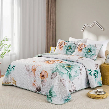 Rustic Farmhouse Chic floral Cozy 3 Pc Bedspread & Pillow Cover Set - Image 2
