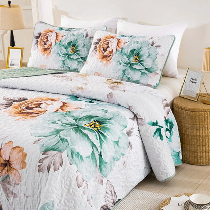 Rustic Farmhouse Chic floral Cozy 3 Pc Bedspread & Pillow Cover Set - Image 3