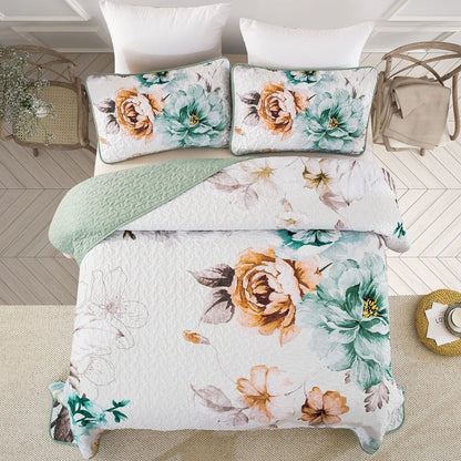 Rustic Farmhouse Chic floral Cozy 3 Pc Bedspread & Pillow Cover Set - Image 6