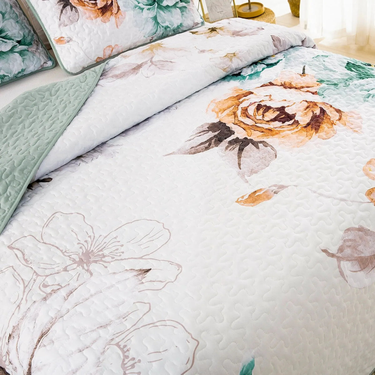 Rustic Farmhouse Chic floral Cozy 3 Pc Bedspread & Pillow Cover Set - Image 7