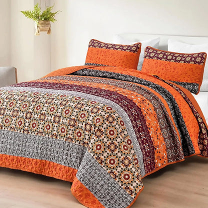 Sunset Boho Mosaic 3 Piece Bedspread Set