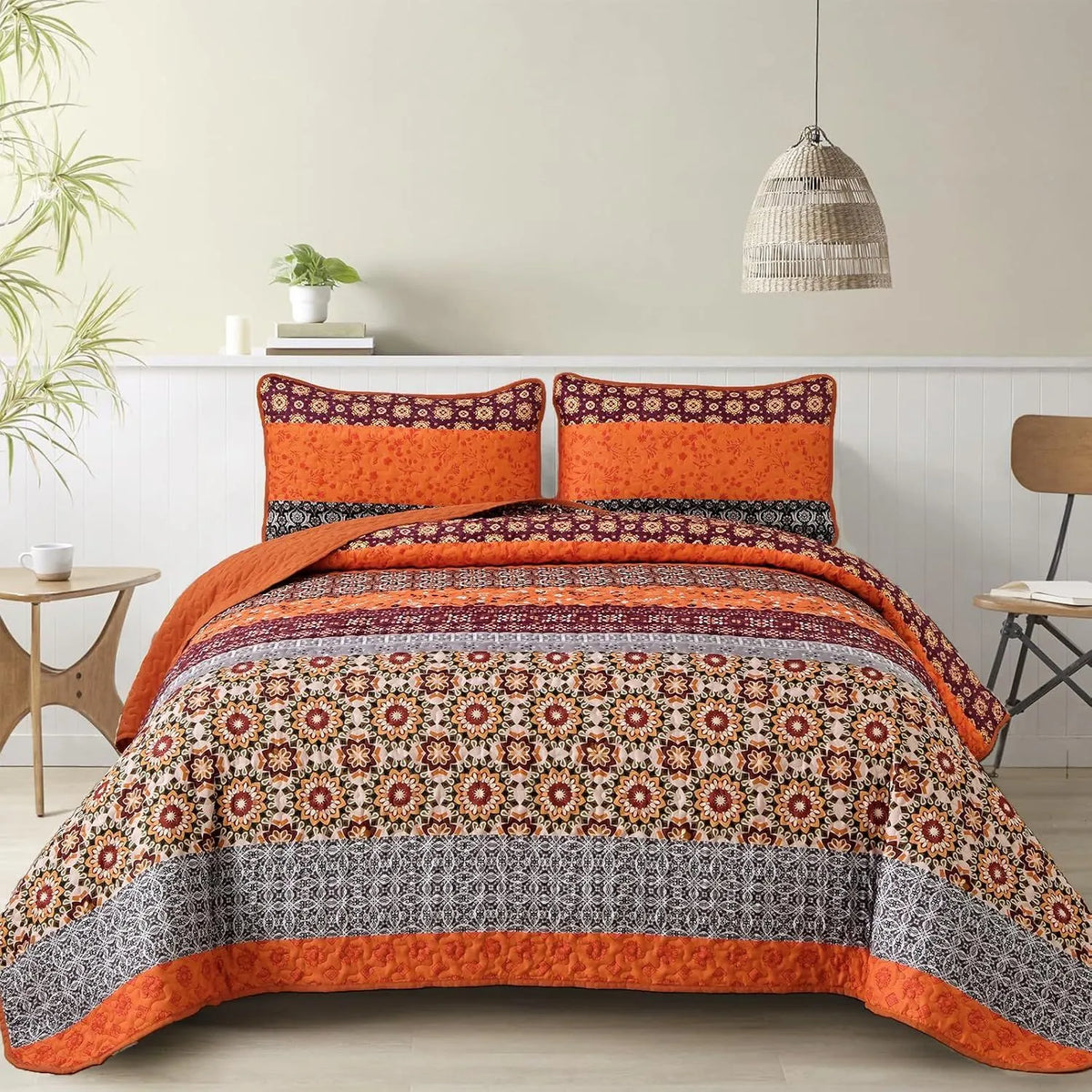 Sunset Boho Mosaic 3 Piece Bedspread Set - Image 2