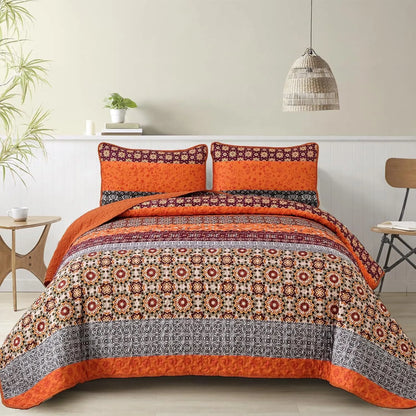 Sunset Boho Mosaic 3 Piece Bedspread Set - Image 2
