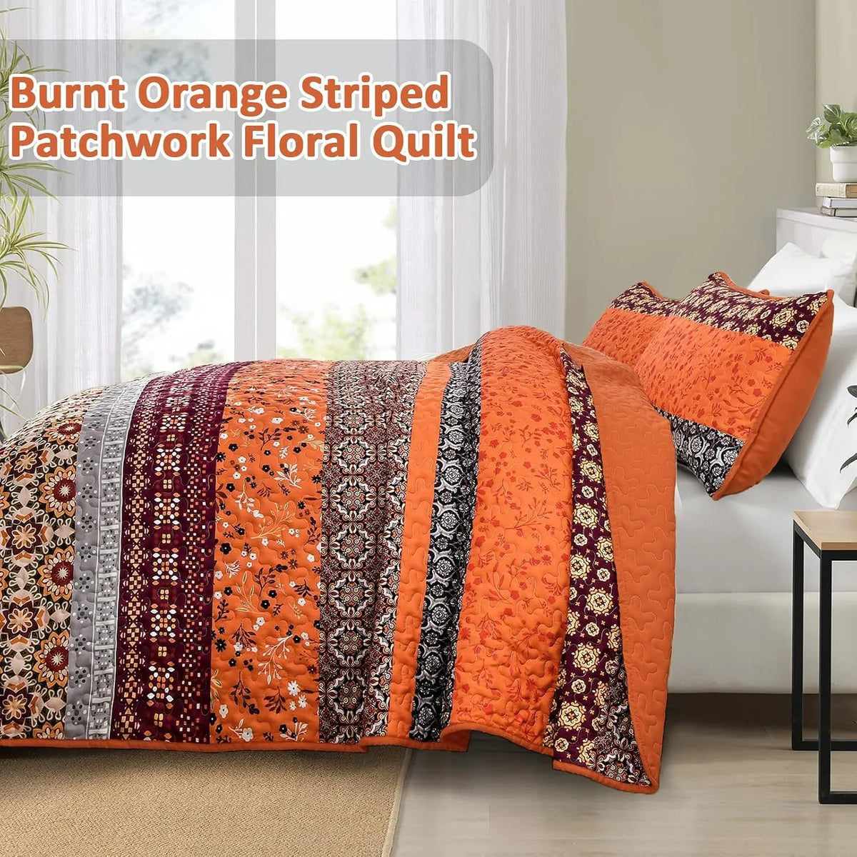 Sunset Boho Mosaic 3 Piece Bedspread Set - Image 3