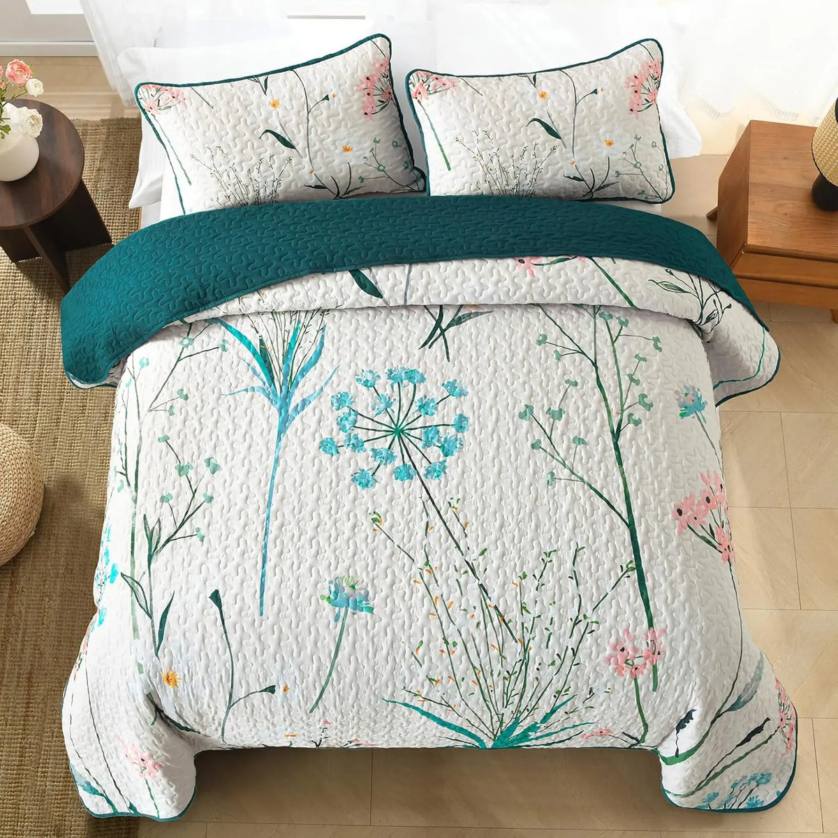 Soft floaral Orchid Dream 3 Pc Bedspread & Pillow Cover Set - Image 3