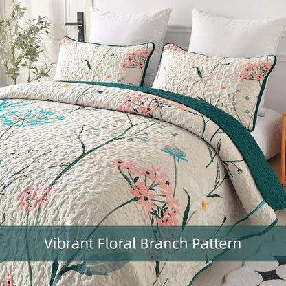 Soft floaral Orchid Dream 3 Pc Bedspread & Pillow Cover Set - Image 6