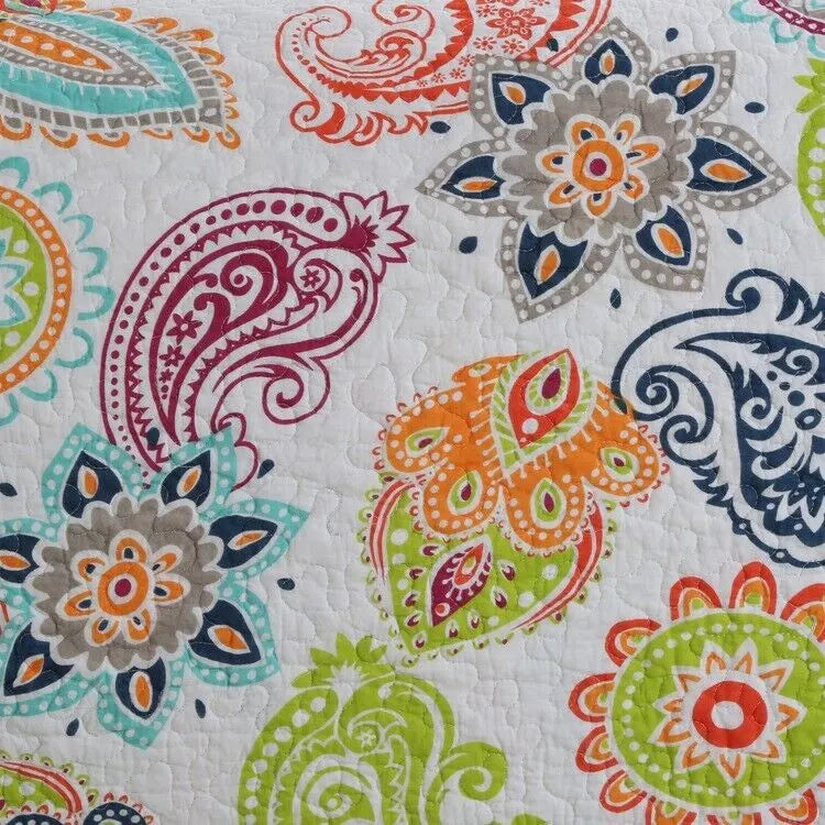 Embroidered Regal Lily Pattern 3 Pc Bedspread & Pillow Cover Set - Image 4