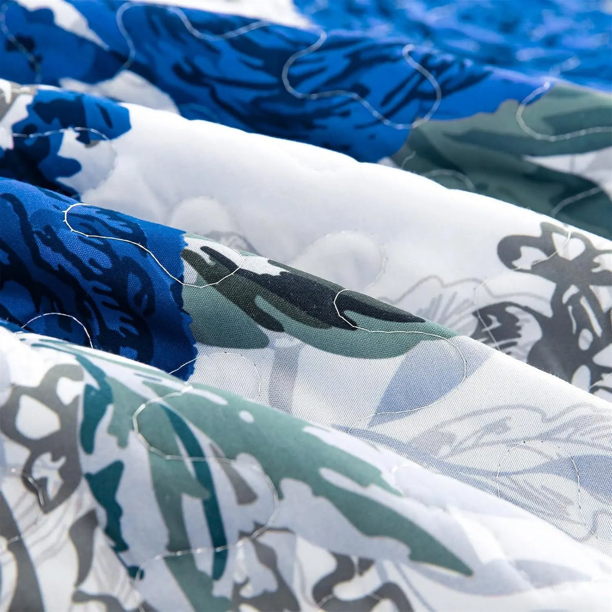 Blue Floral Rose Meadow Bedspread Coverlet 3 Piece Set - Image 6