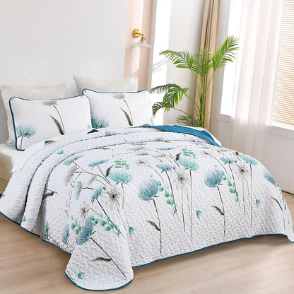 Teal Floral Dream Bedspread Coverlet 3 Piece Set - Image 5