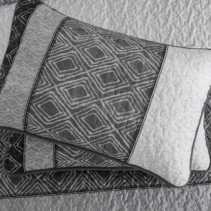 Grey Stripe Plaid Dream Bedspread Coverlet 3 Piece Set - Image 6