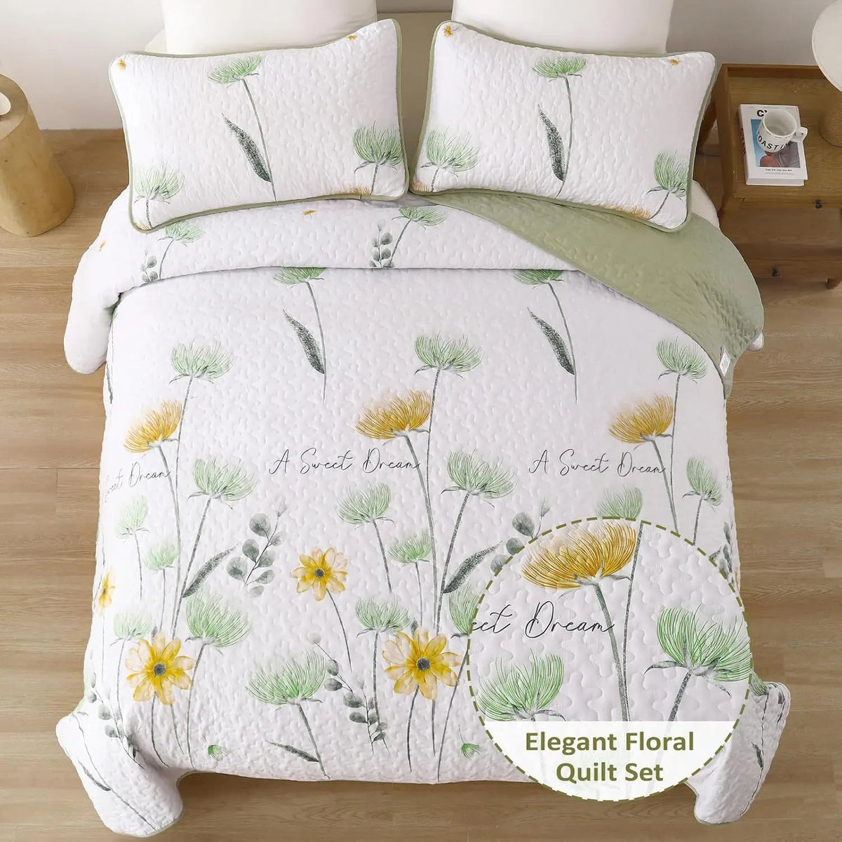 Elegant Floral Majesty Bedspread Coverlet 3 Piece Set - Image 2