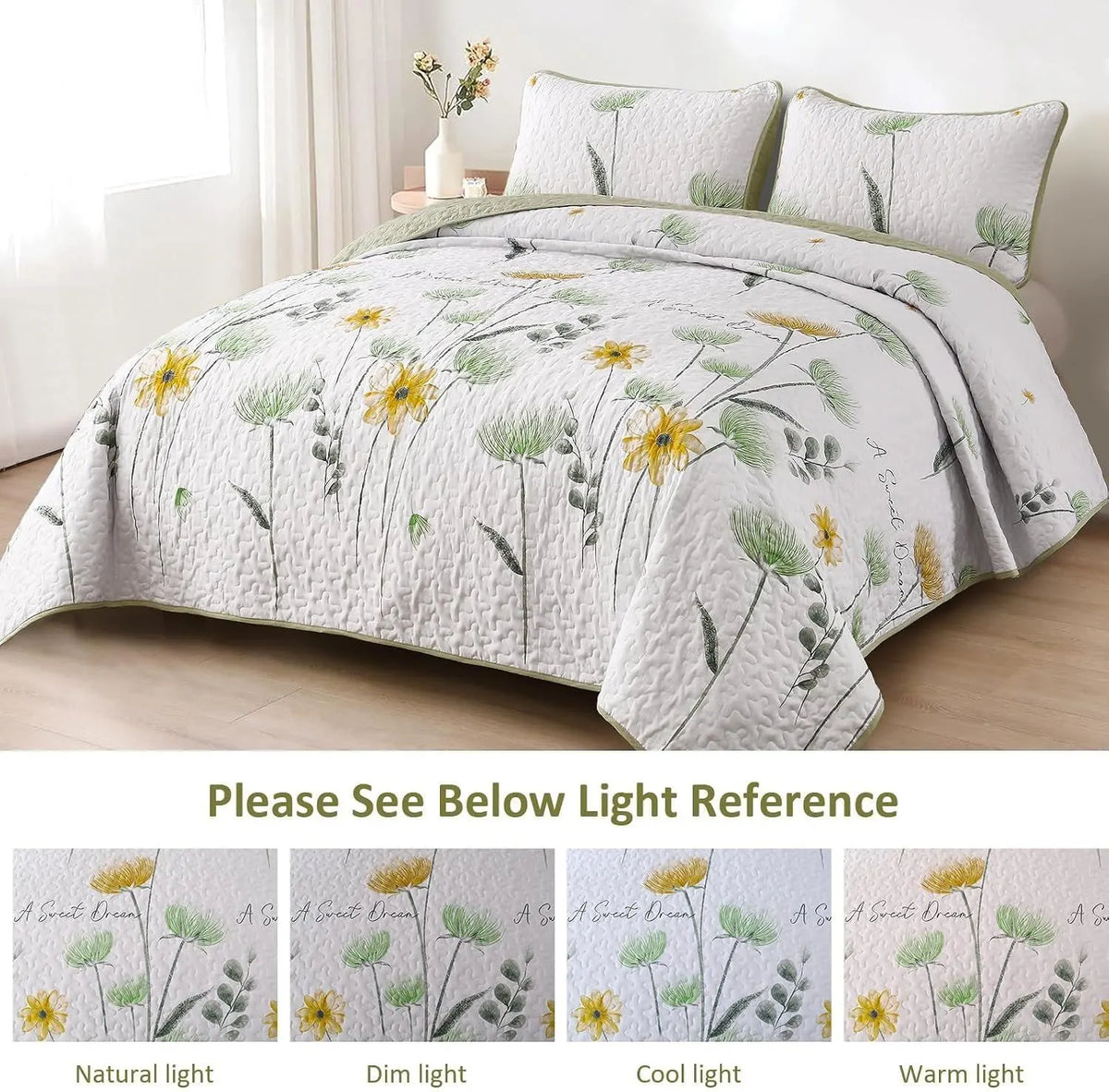 Elegant Floral Majesty Bedspread Coverlet 3 Piece Set - Image 4