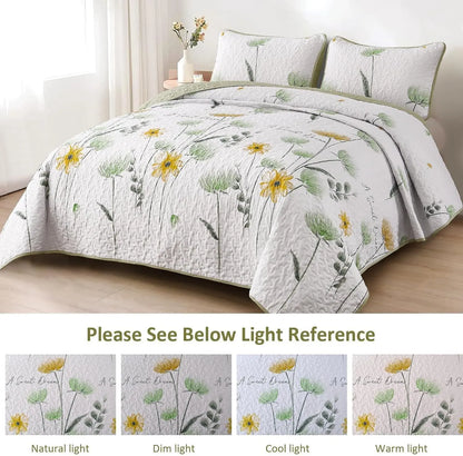 Elegant Floral Majesty Bedspread Coverlet 3 Piece Set - Image 4