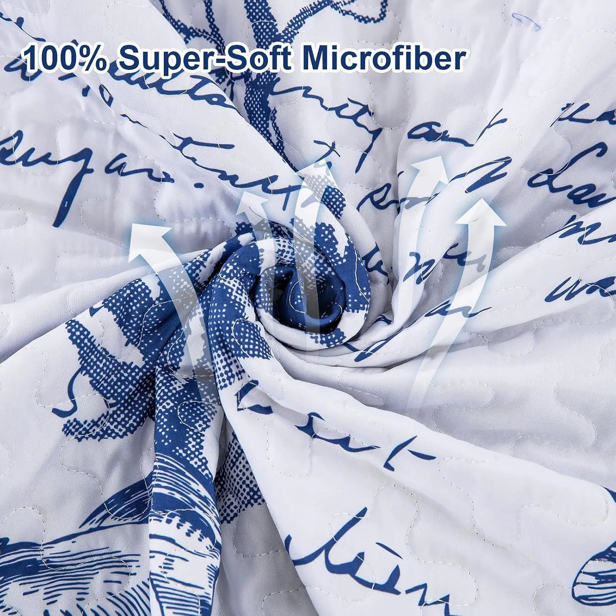 Navy Blue Coastal Aura Bedspread Coverlet 3 Piece Set - Image 4