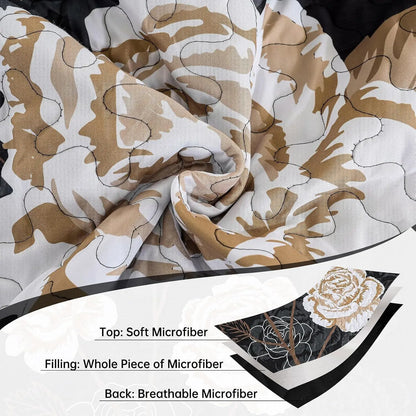 Black Floral Majesty Bedspread Coverlet 3 Piece Set - Image 4