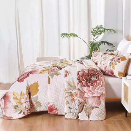 Blush Botanica Reverie 3 Piece Reversible Bedspread Set - Image 4