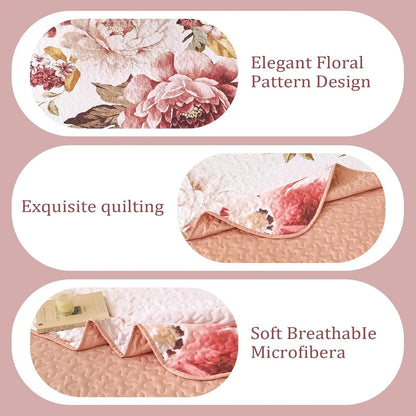 Blush Botanica Reverie 3 Piece Reversible Bedspread Set - Image 6
