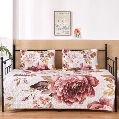 Blush Botanica Reverie 3 Piece Reversible Bedspread Set - Image 7