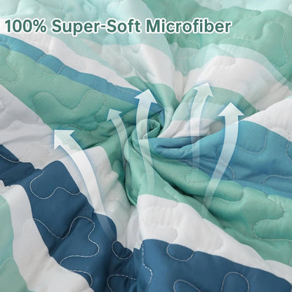 Elegant Coastal Sea Wave Meadow Bedspread Coverlet 3 Piece Set - Image 8