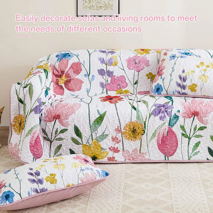 Pink Floral Haven Bedspread Coverlet 3 Piece Set - Image 6