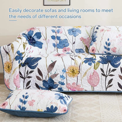 Blue Floral Serenity Bedspread Coverlet 3 Piece Set - Image 6