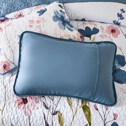 Blue Floral Serenity Bedspread Coverlet 3 Piece Set - Image 7