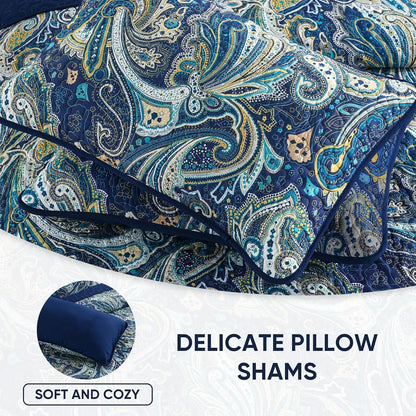 Navy Paisley Boho Dream Bedspread Coverlet 3 Piece Set - Image 5