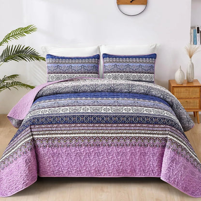 Purple Boho Haven Bedspread Coverlet 3 Piece Set