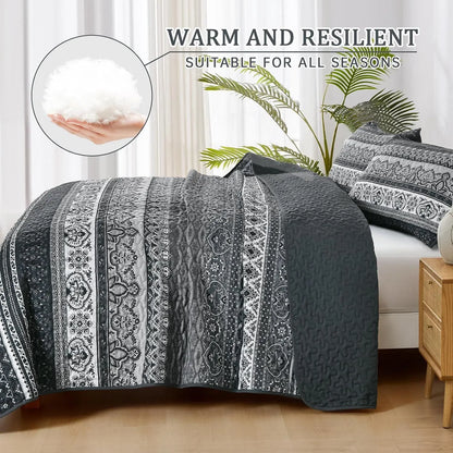 Black Boho Majesty Bedspread Coverlet 3 Piece Set - Image 3