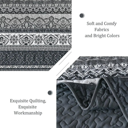 Black Boho Majesty Bedspread Coverlet 3 Piece Set - Image 4