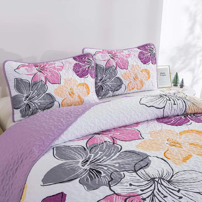 Purple Floral Boho Elysian Bedspread Coverlet 3 Piece Set - Image 5