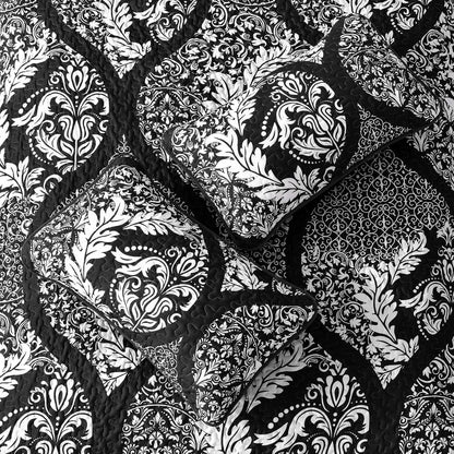 Black Damask Boho Serenity Bedspread Coverlet 3 Piece Set - Image 6