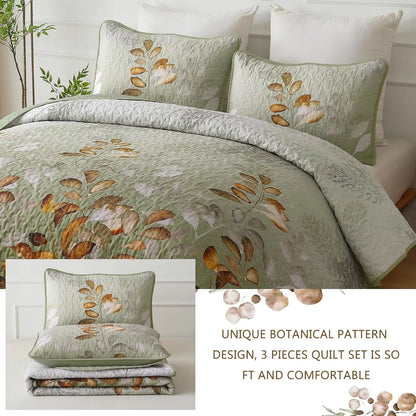 Brown Floral Serenity Bedspread Coverlet 3 Piece Set - Image 4