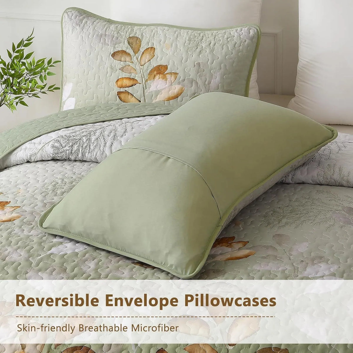 Brown Floral Serenity Bedspread Coverlet 3 Piece Set - Image 7